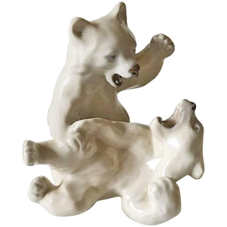 Royal Copenhagen Figurine Playing Polar Bear Cubs #110