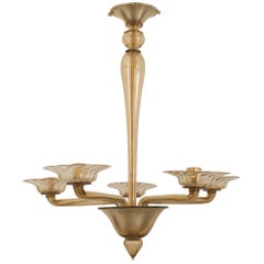 Italian Venetian Murano 1940s Style Chandelier, Attrib. to Venini