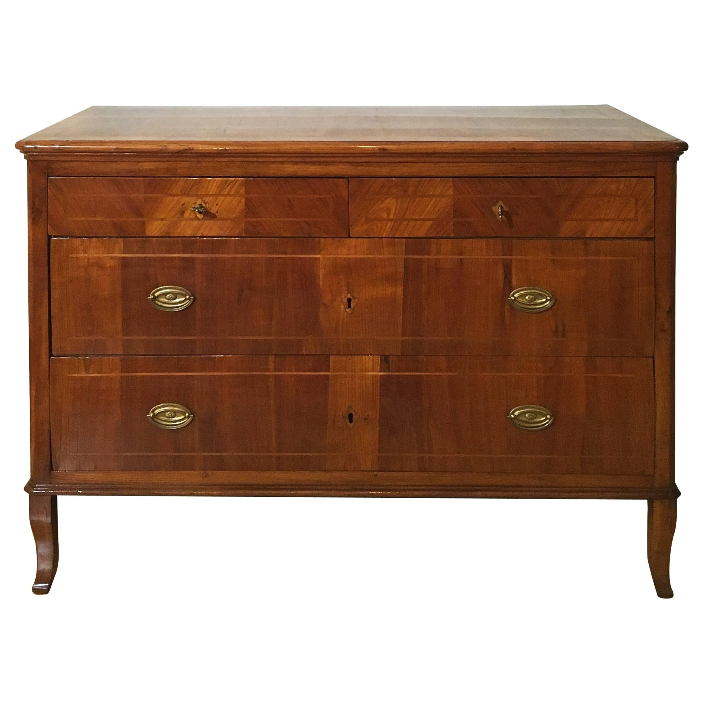Late 18th Century Italian Louis XVI Commode or Dresser in Solid Cherrywood For Sale