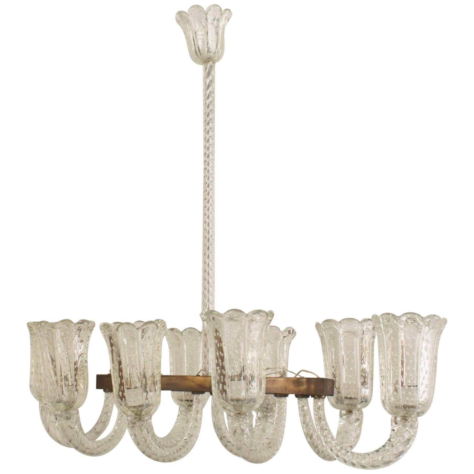 Barovier et Toso Italian Mid-Century Bubble Glass Fluted Chandelier