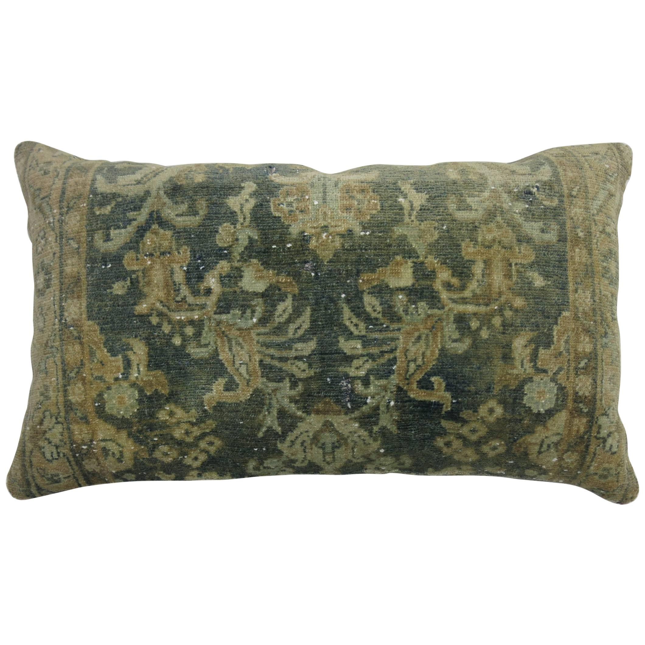 Large Vintage Persian Earth Tone Rug Pillow