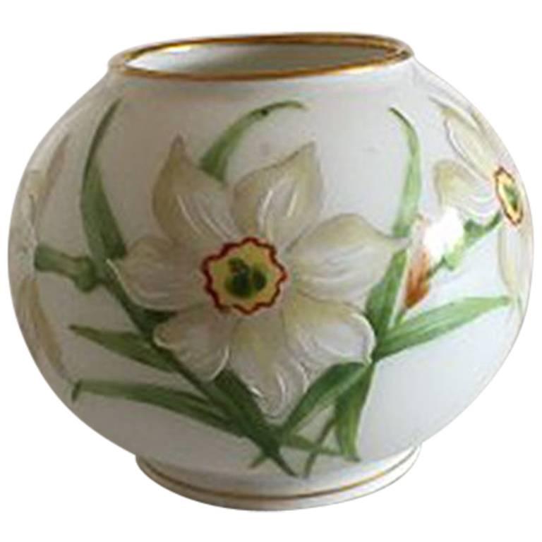 Important Art Nouveau Ceramic Vase With Irises By Franz A Me