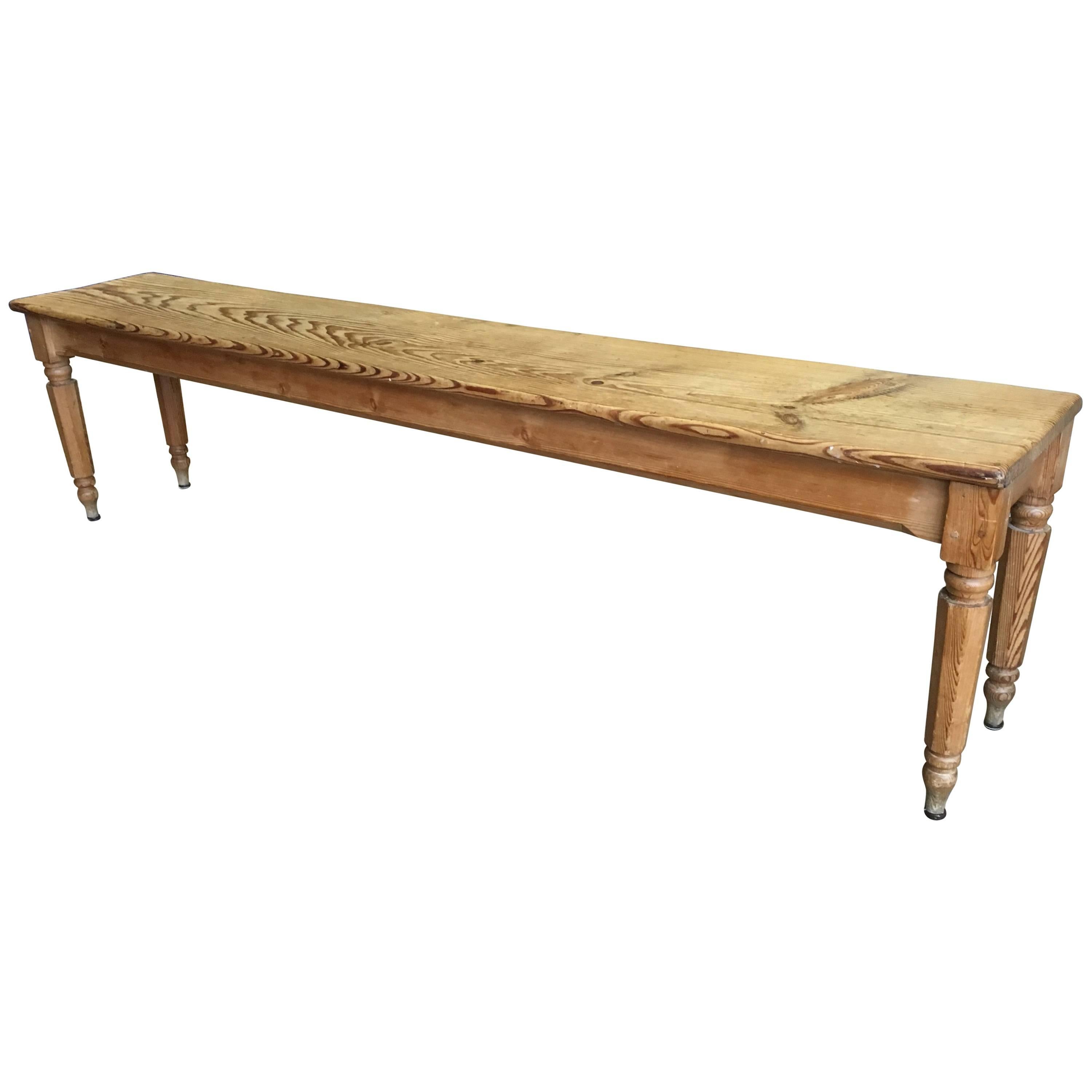 French Country Pine Bench, 19th Century
