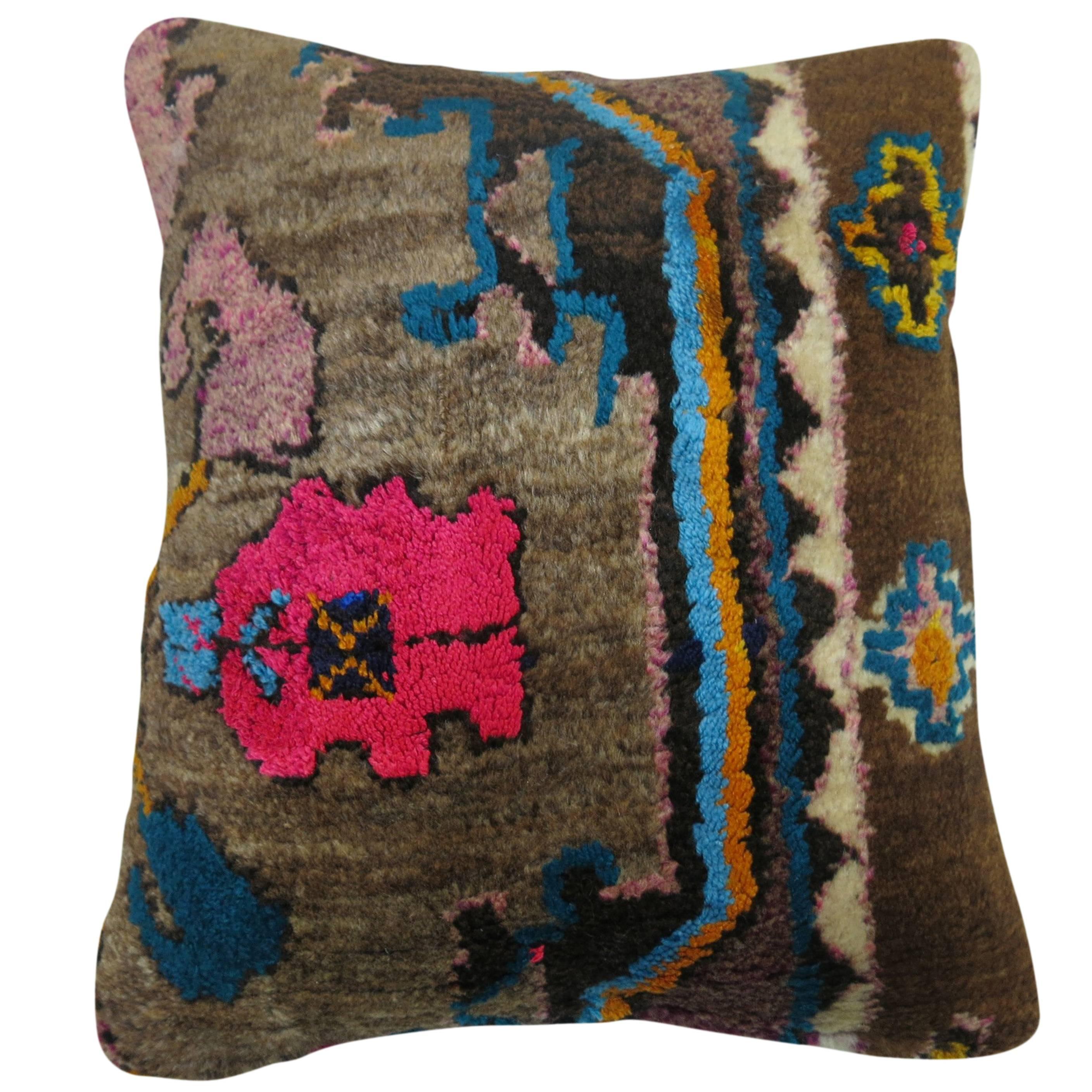 Colorful Bohemian Turkish Rug Pillow 14'' x 16''