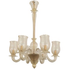 Barovier et Toso Italian Murano Gold Dusted Glass Chandelier