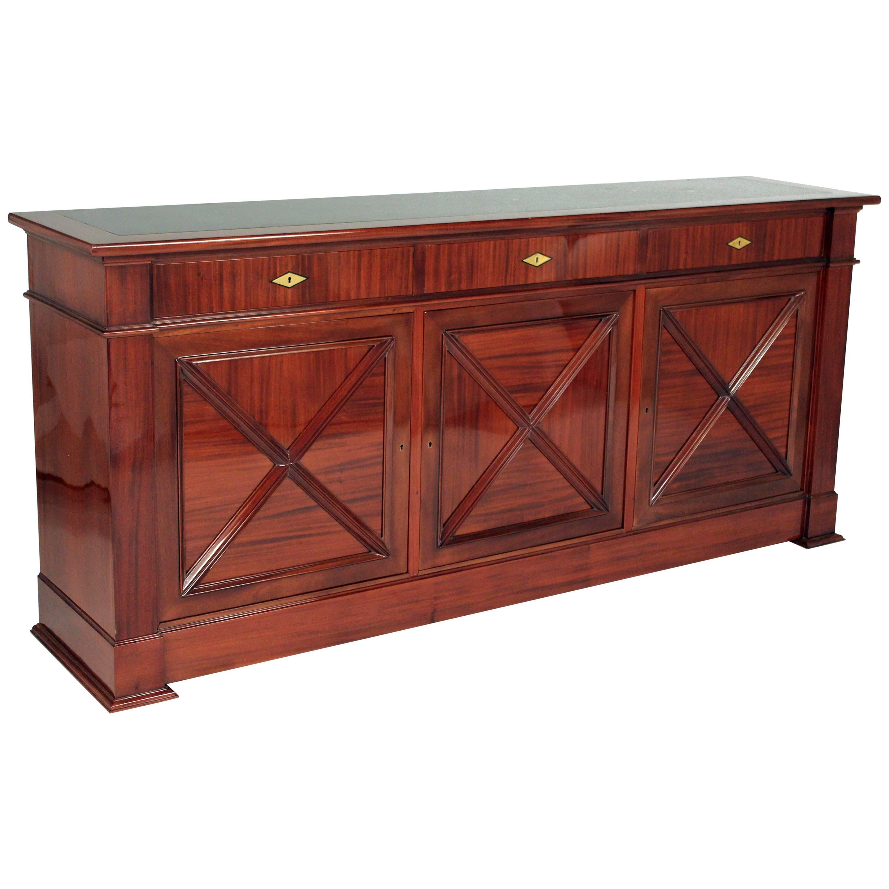 Art Deco Mahogany Sideboard with Black Marble Top by Maxime Old For Sale