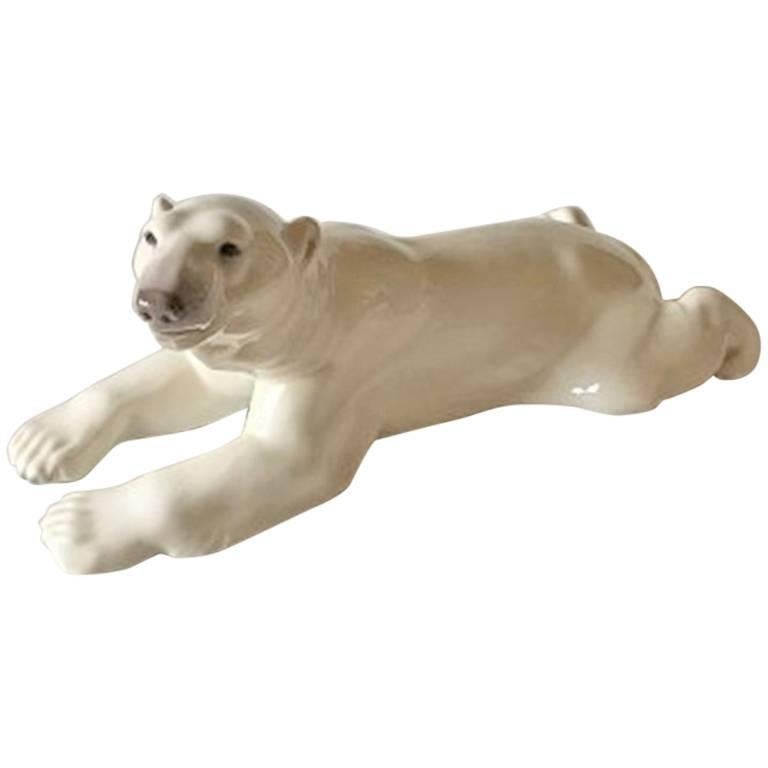 Royal Copenhagen Figurine Polar Bear Laying on Stomach #1250
