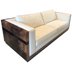 "Gorten" Sofa, Alcantra, Walnut Veneer Sofa