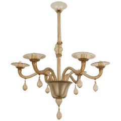 Italian Venetian Murano Smoked Amber Glass Chandelier