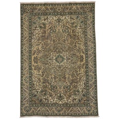 Vintage Persian Tabriz Area Rug with French Provincial Style