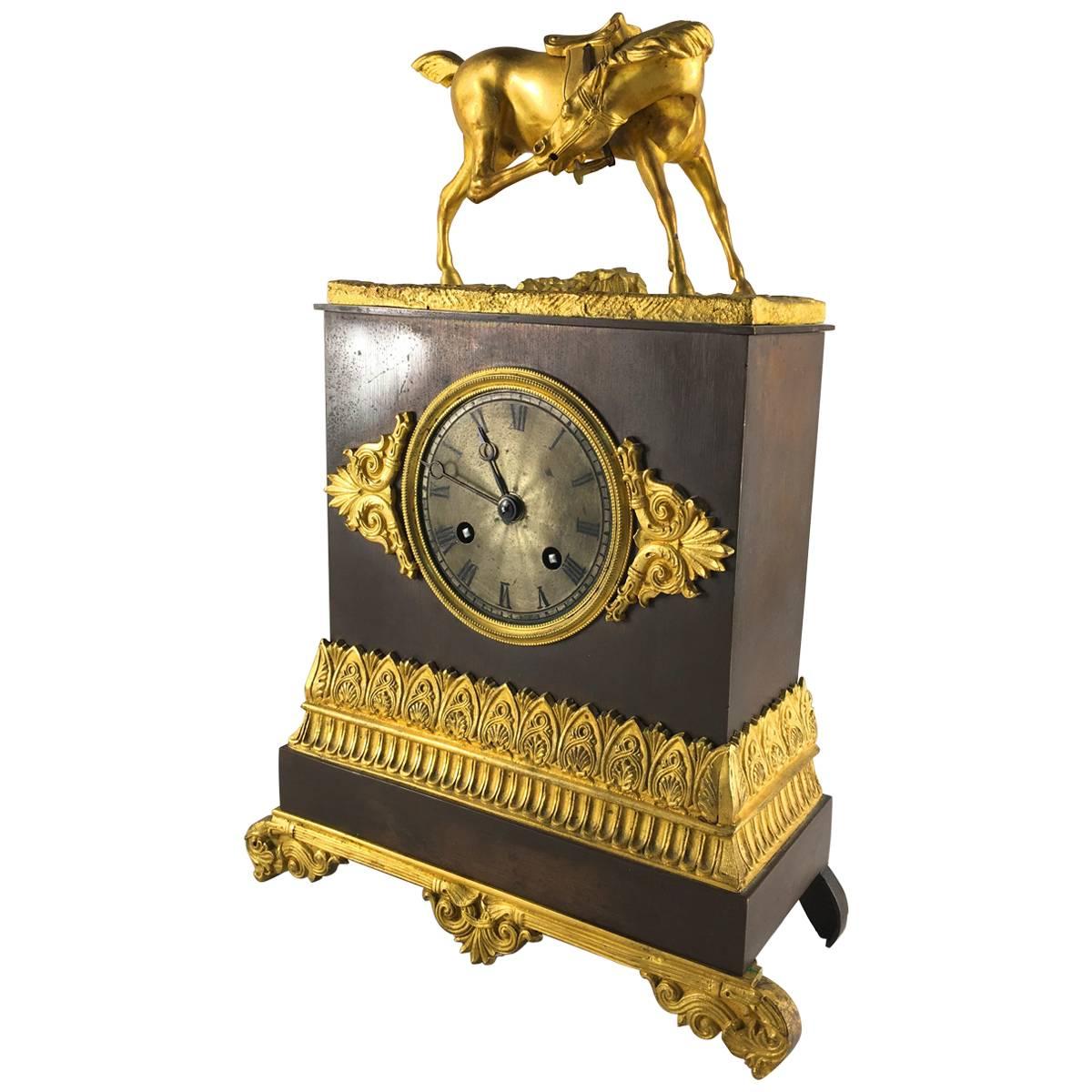 French Restauration Period Mantel Clock, Equestrian