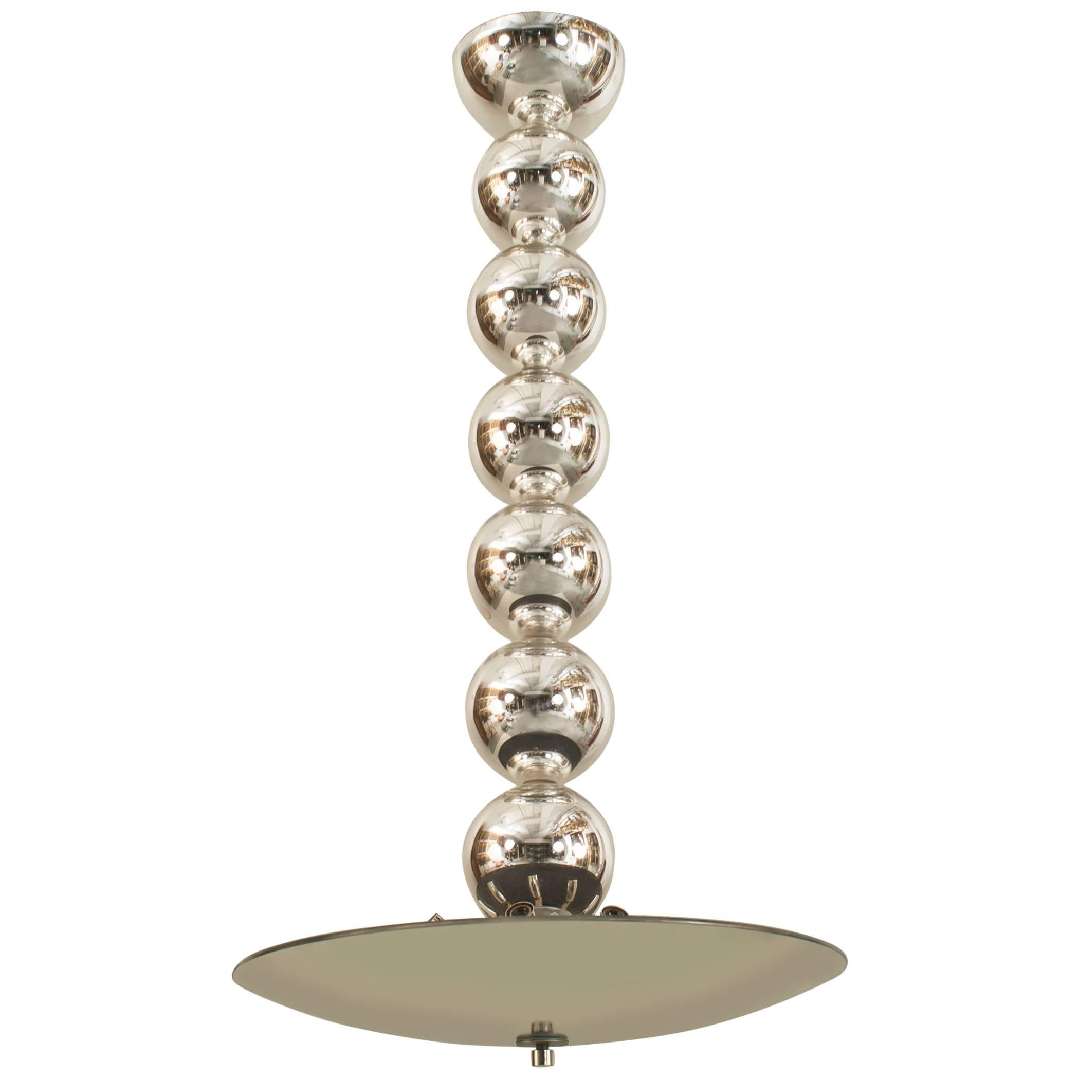 Lustre à boules en verre de style italien d'après-guerre