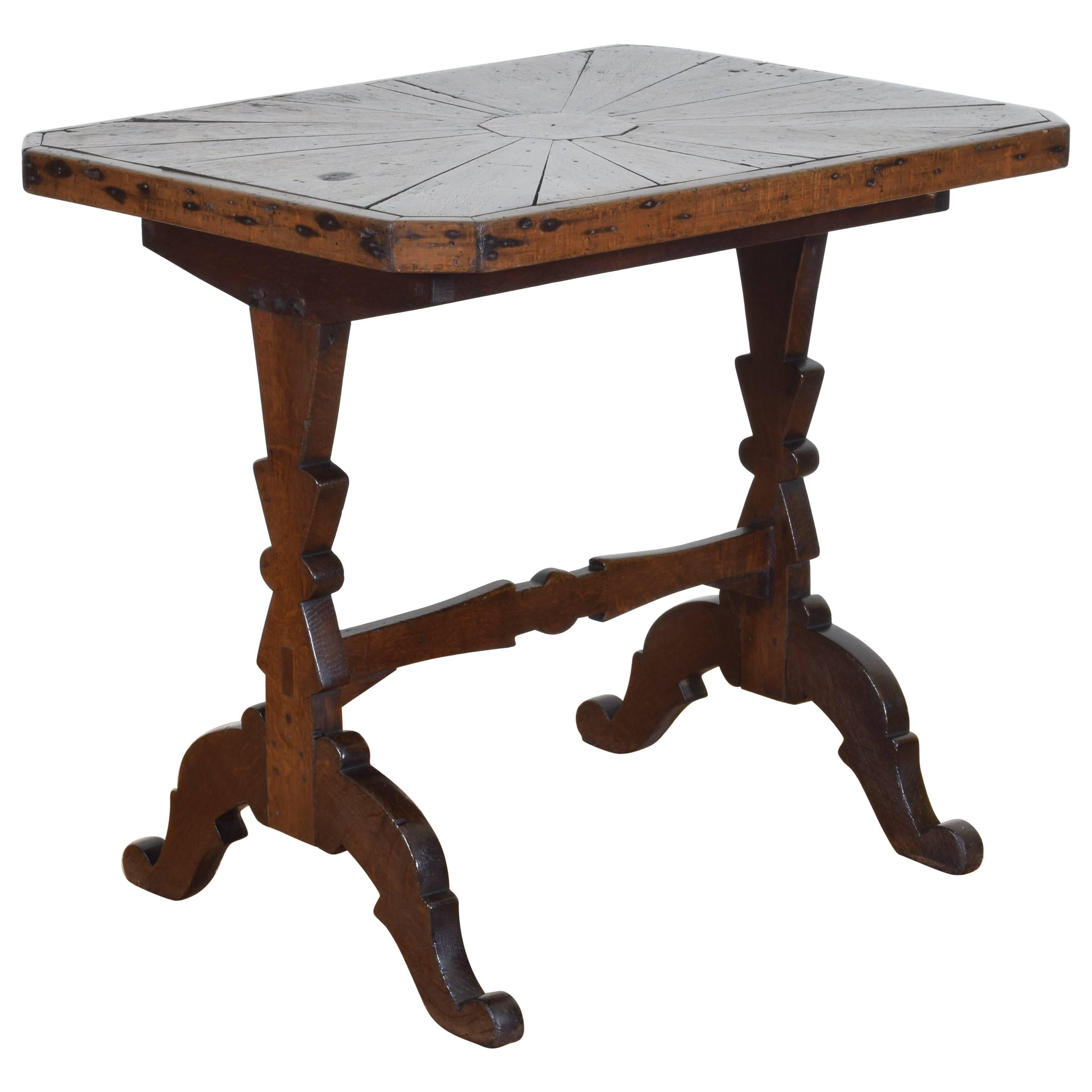 French Art Popular Style Oak Veneered Table from the Restauration Period