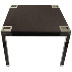 One of a Kind Game/Centre Table by Romeo Rega, Suede, Chrome, Italy, 1970s