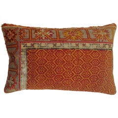 Lumbar Shabby Chic Orange Turkish Rug Pillow with Red Backside