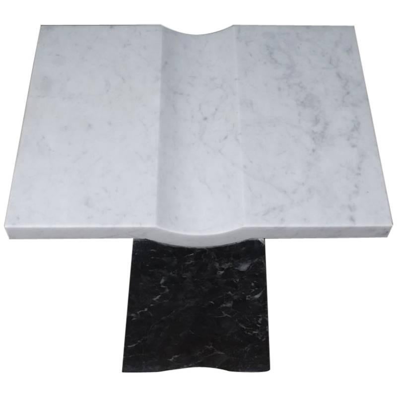 Contemporary Coulee Marble Side Table, Handmade in Italy For Sale