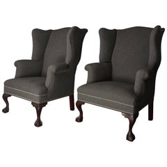 19th Century Wingback Chairs in Cashmere/Wool Blend