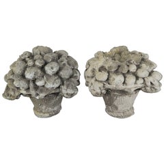 French Garden Ornaments of Fruit Baskets, Pair