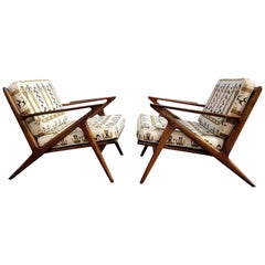 Paar ikonische Z-Lounge-Stühle von Poul Jensen für Selig