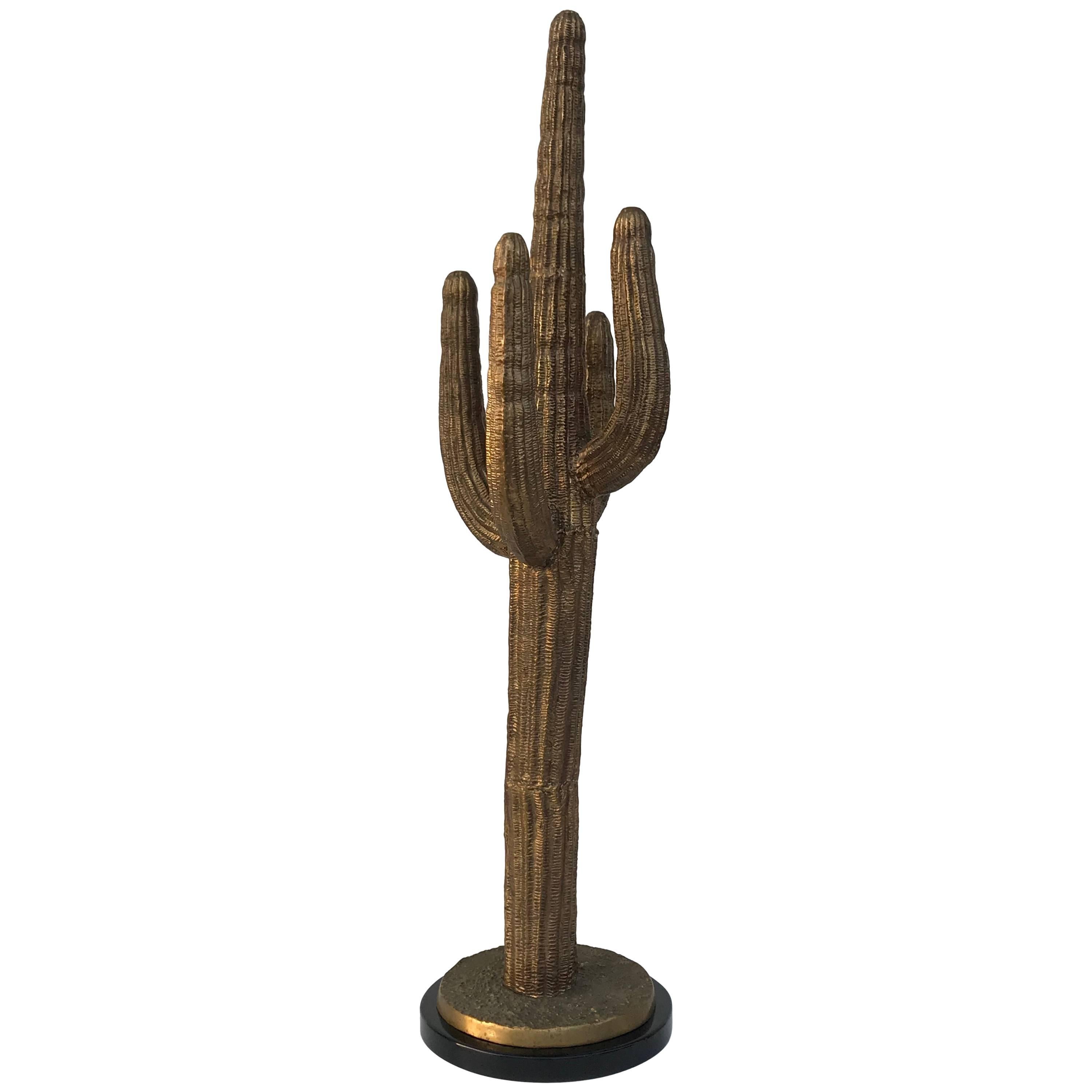 Brass Saguaro Cactus Sculpture