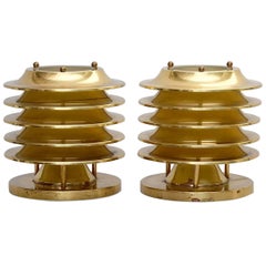 Pair of Kari Ruokonen Brass Table Lamps, by Orno in Finland