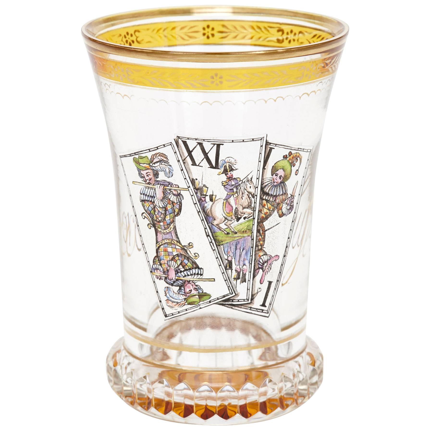 19th Century Parcel-Gilt Bohemian Glass Beaker, after Kothgasser