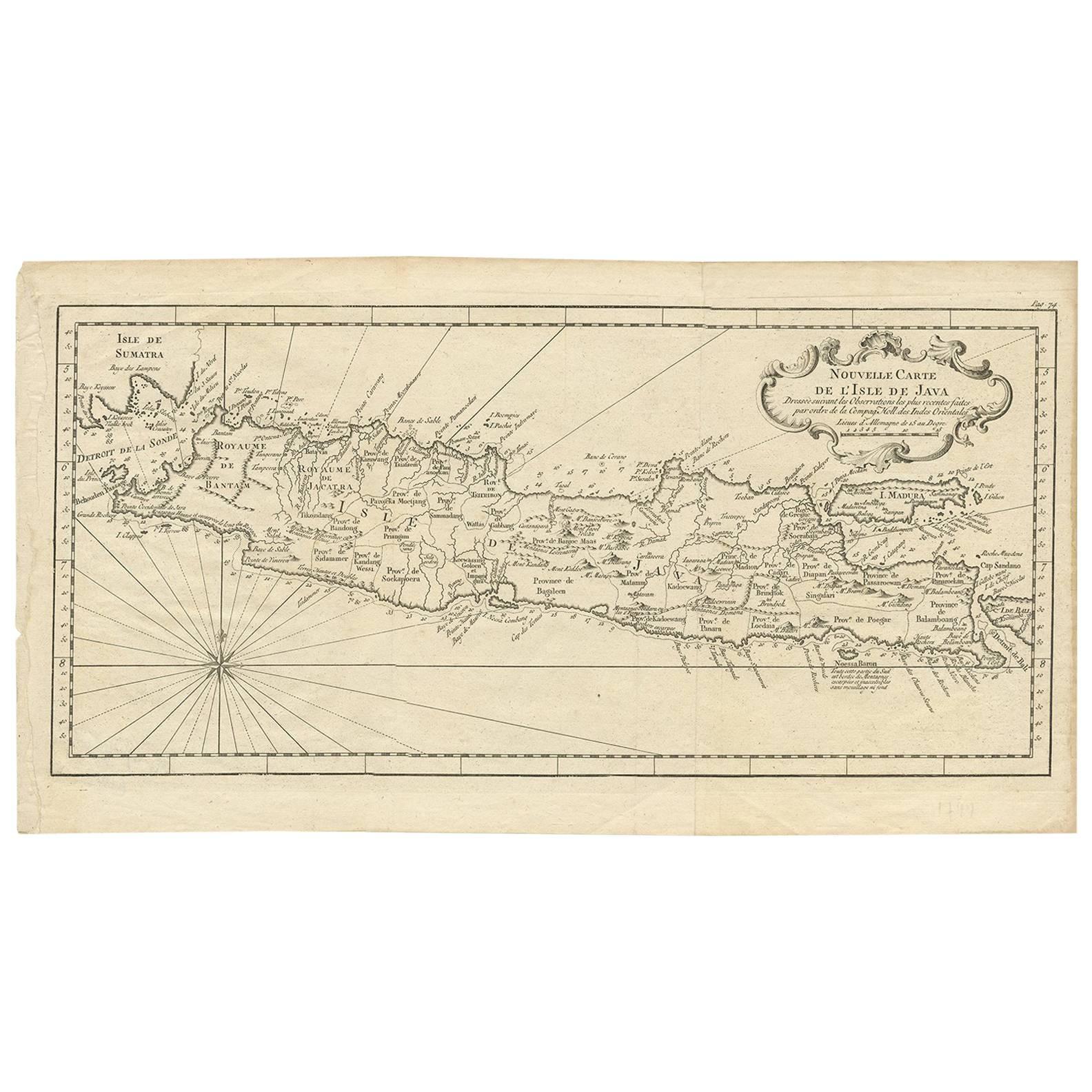Antique Map of Java 'Indonesia' by Arkstee & Markus (1763)