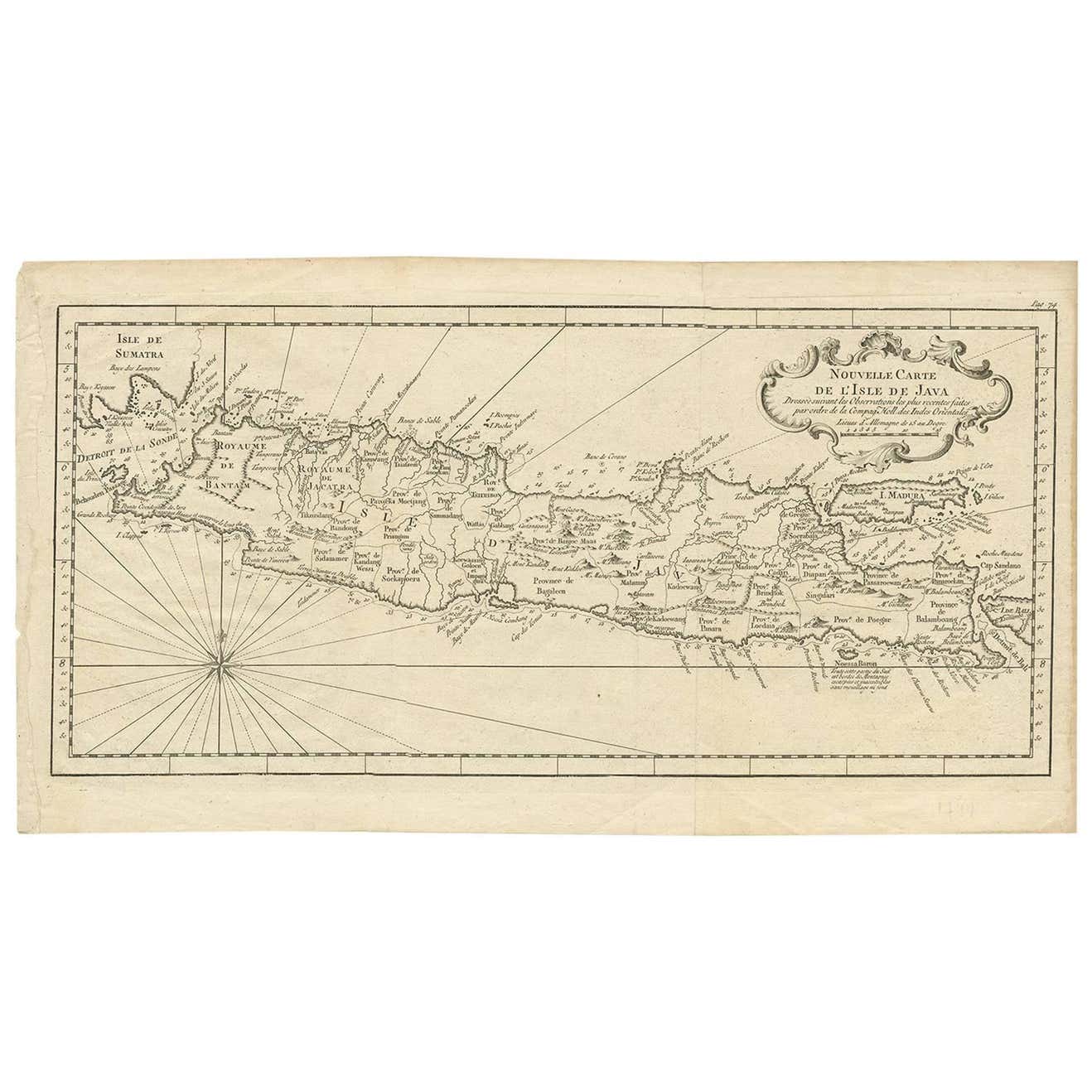 Antique Map of Java 'Indonesia' by Arkstee and Markus (1763) For Sale ...