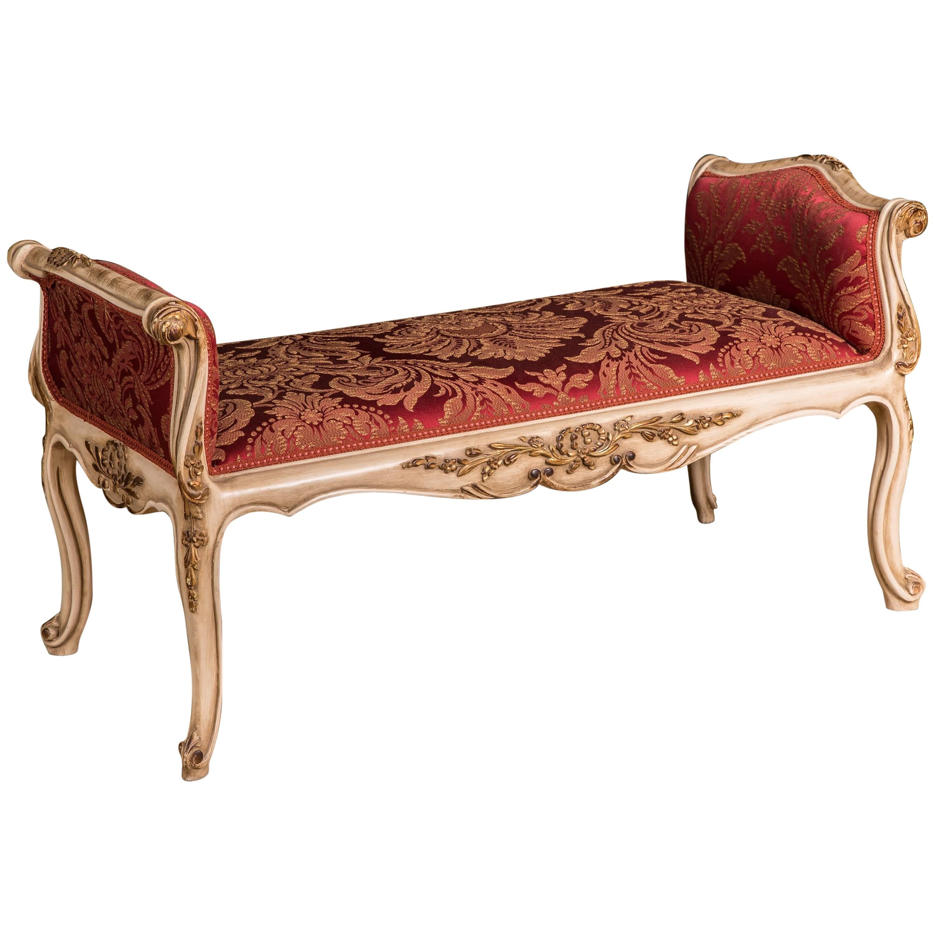 Dainty French Gondola Stool in Louis Quinze Style