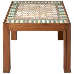 Square Coffee Table by Jacques Lenoble & Jacques Adnet with a Ceramic Top
