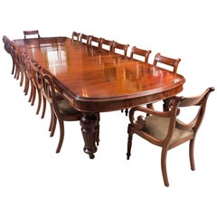 Antique Victorian D-End Mahogany Dining Table 19th Century and 16 Chairs