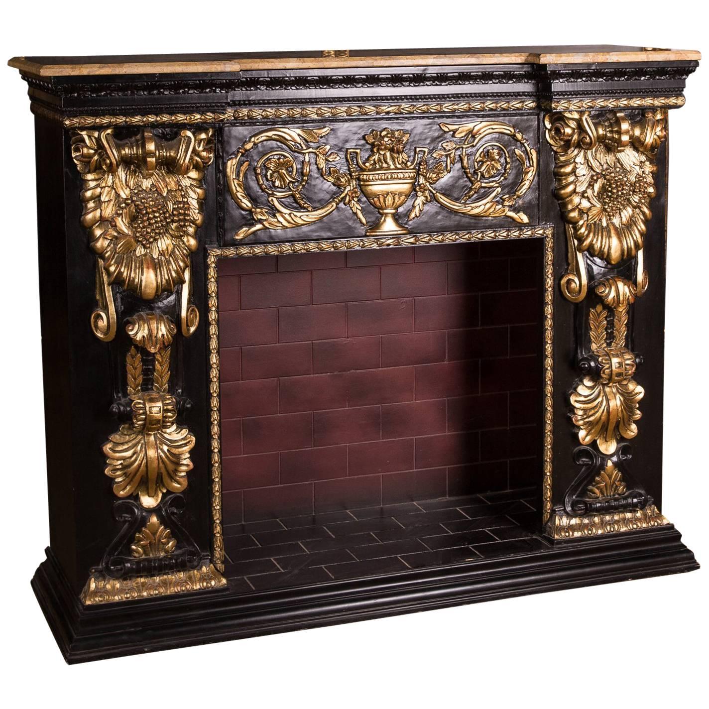 High Quality Fireplace in Baroque Style with Fully Carved Marble Plate