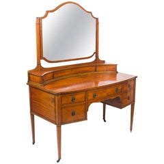 Antique Satinwood Inlaid Dressing Table, 19th Century