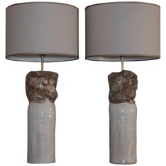 Flair Edition Ivory or Brown Glazed Ceramic Lamp