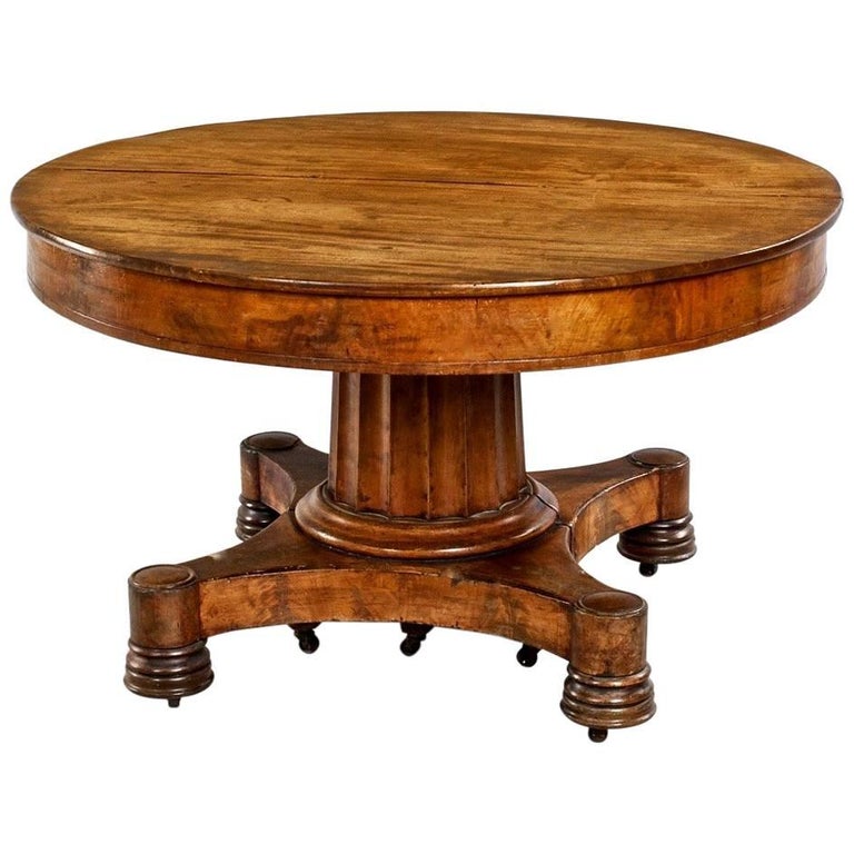 American Classic Oak Round Ball and Claw Dining Extension Table, circa