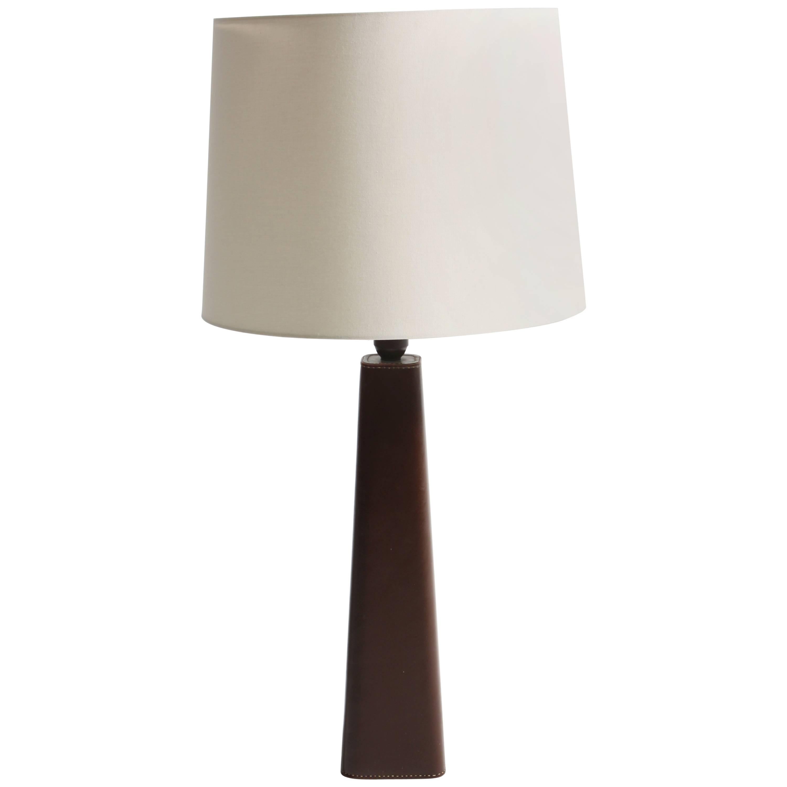 Table Lamp in Leather by Illums Bolighus For Sale