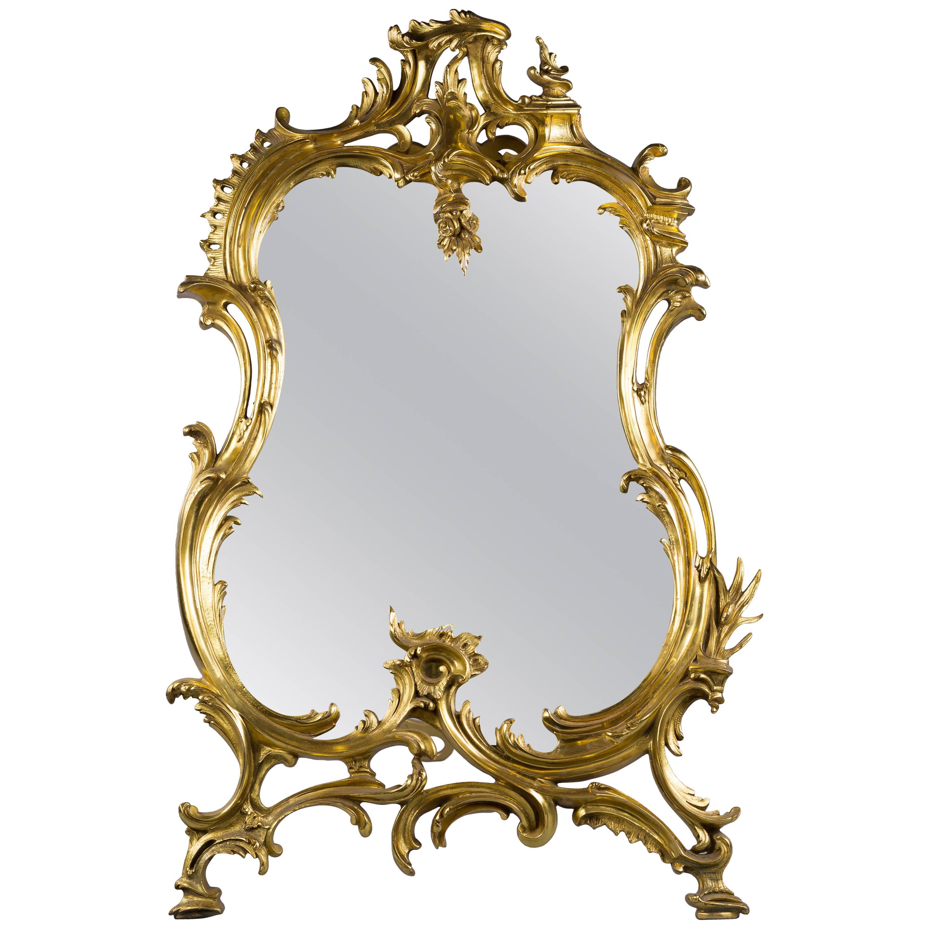 French Gilt Bronze Table Mirror, circa 1875 For Sale