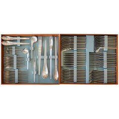 Vintage Early 77-Piece, Set of Arne Jacobsen for Anton Michelsen Flatware, 1969