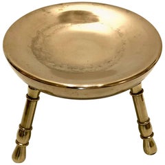 Antique Polished Brass Tri-Legged Low Stool