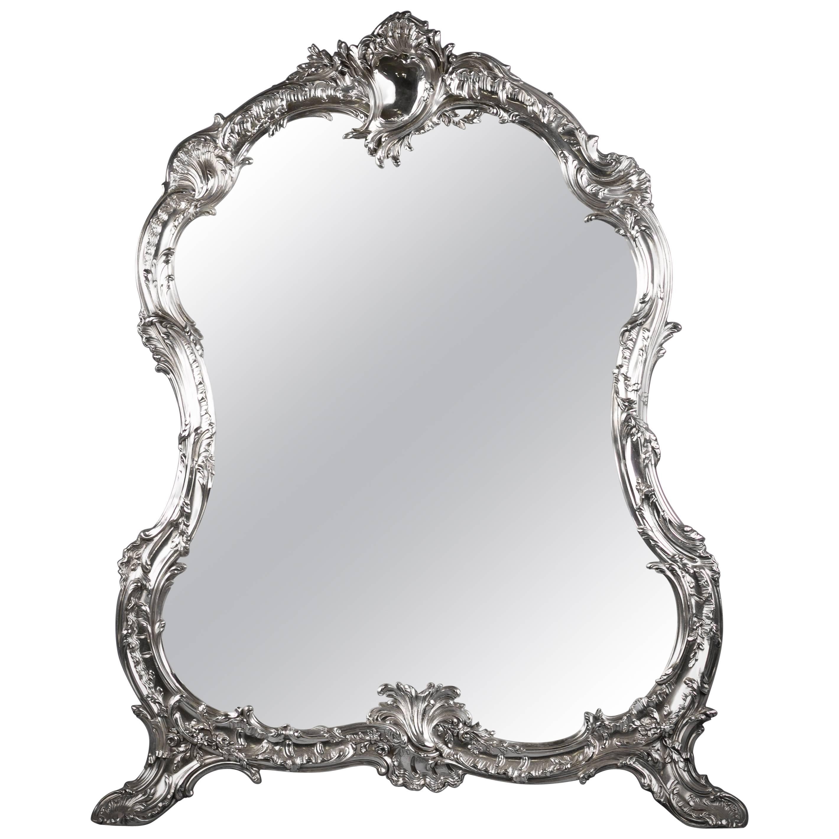 Large Continental Silver Table Mirror, circa 1880 For Sale