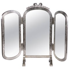 Espejo tocador de tres partes en plata de ley, Gorham, hacia 1900