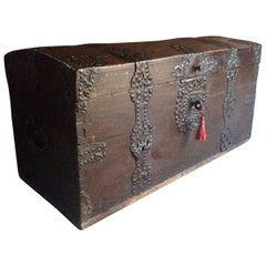 Magnificent Antique Trunk Chest Coffer Solid Oak Moorish, 18th Century Georgian