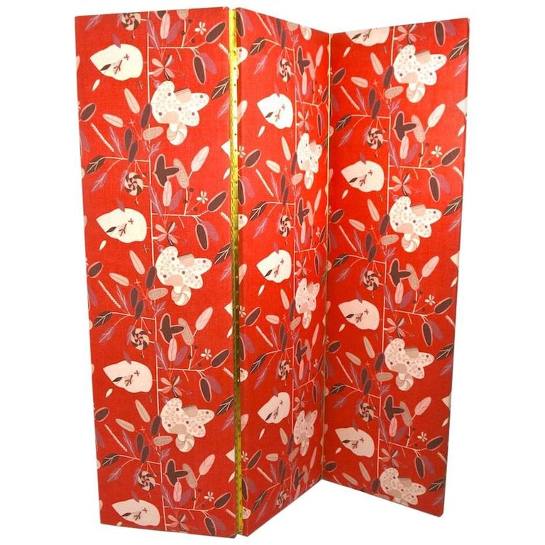 Five Panel French Room Divider Folding Screen Painted For Sale at 1stdibs