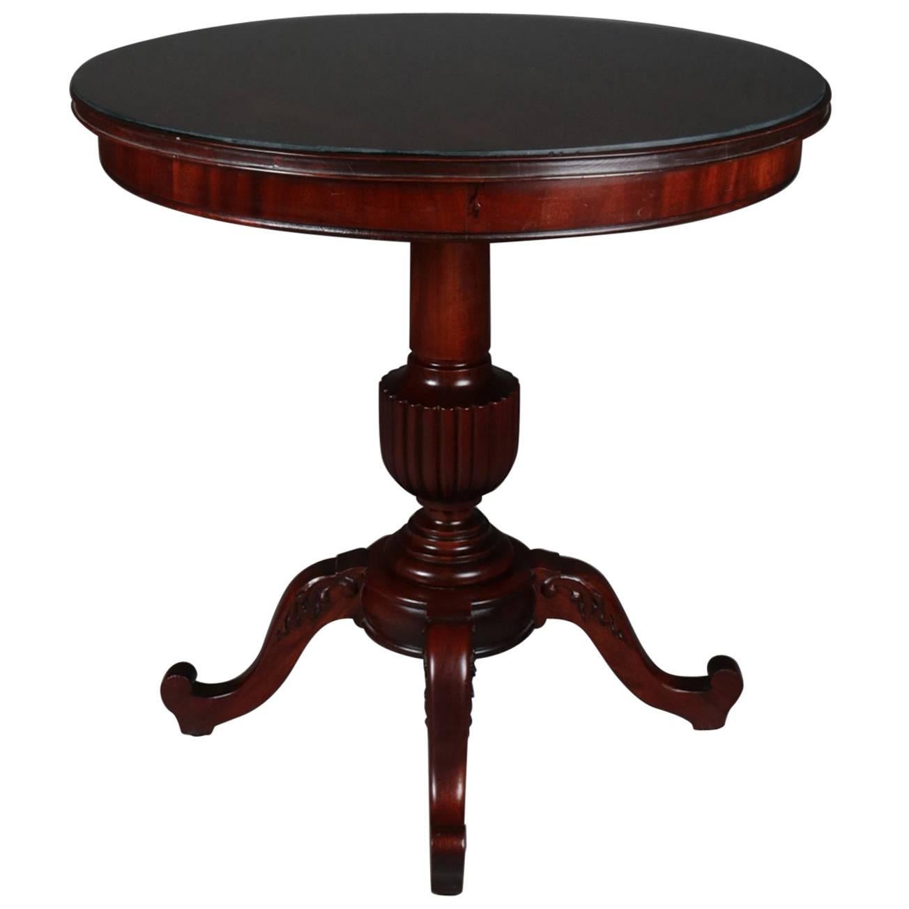Antique French Style Horner Bros Carved Flame Mahogany Center Table, circa 1900