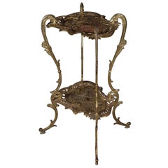 Antique French Rococo Gilt Two-Tier Scroll and Foliate Plant Stand, circa 1880