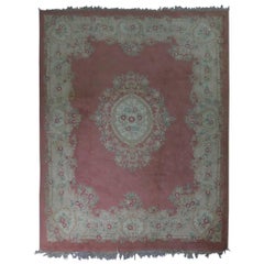 Antique Large Handwoven French Aubusson Style Floral Carpet, circa 1920