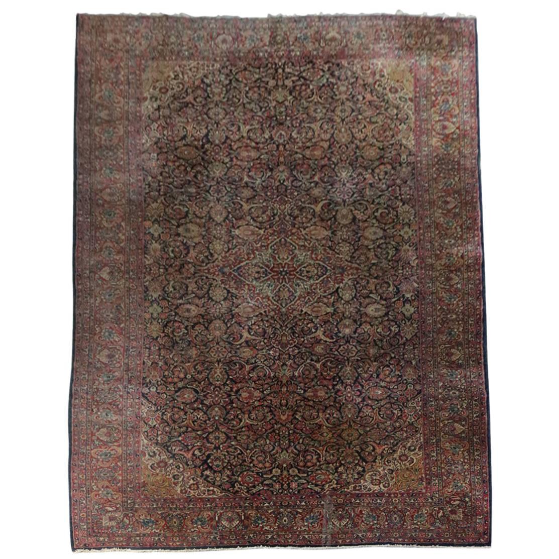 Antique Palace Size Hand-Knotted Wool Sarouk Persian Carpet, circa 1930
