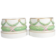 Pair of Meissen Hand-Painted and Gilt Draped Garland Porcelain Sculpture Plinths