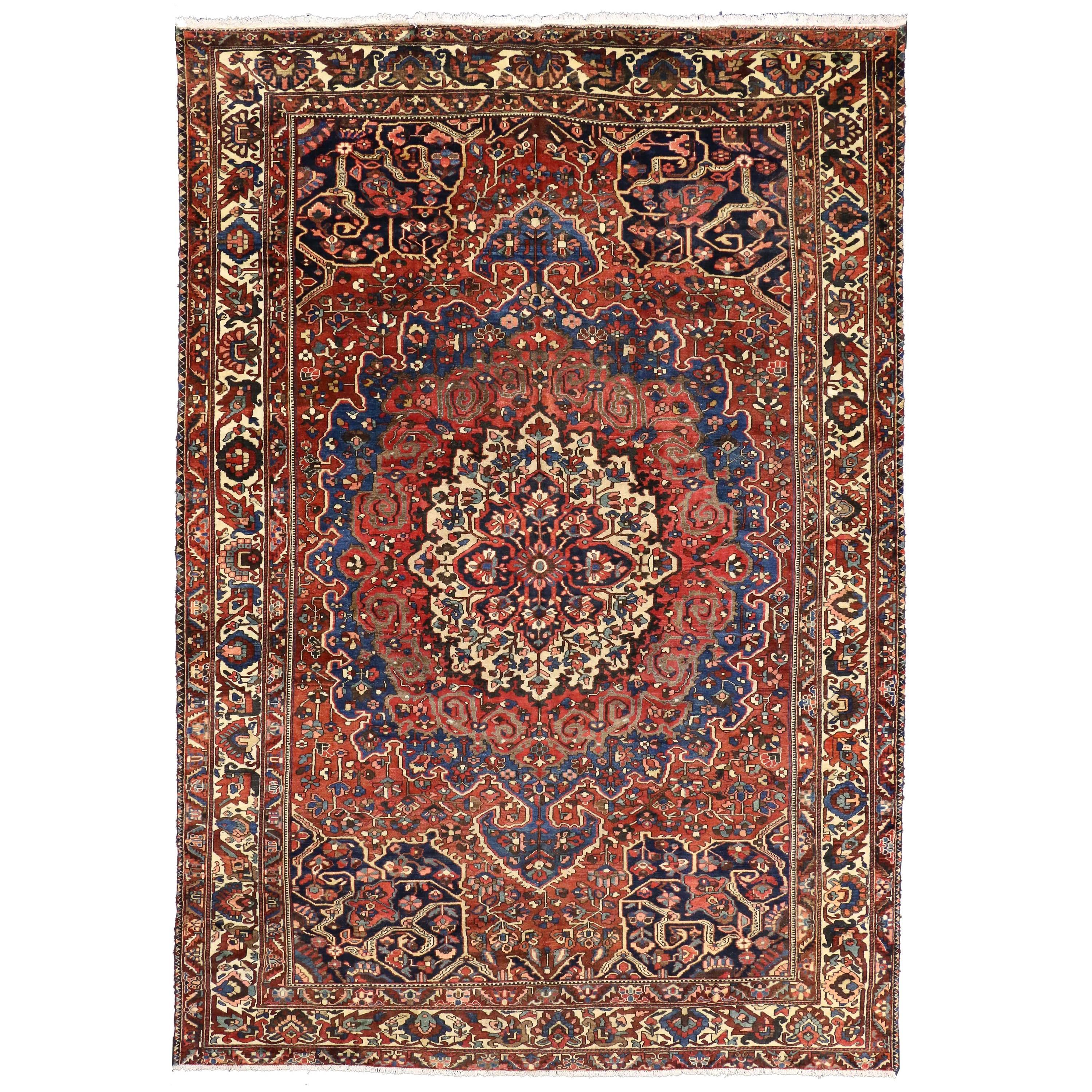 Antique Persian Bakhtiari Rug with Traditional Modern Style