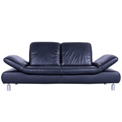 Koinor Rivoli Designer Three-Seat Sofa Black Leather Function Modern